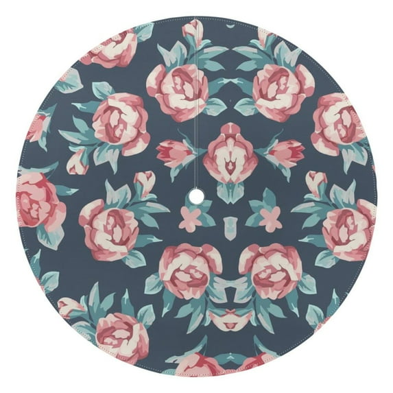 Outdoor Waterproof Tablecloth with Umbrella Hole and Zipper,Vintage Rose Round Reusable Durable Decor Table Cover for Party Picnic Patio 60×60 Inch