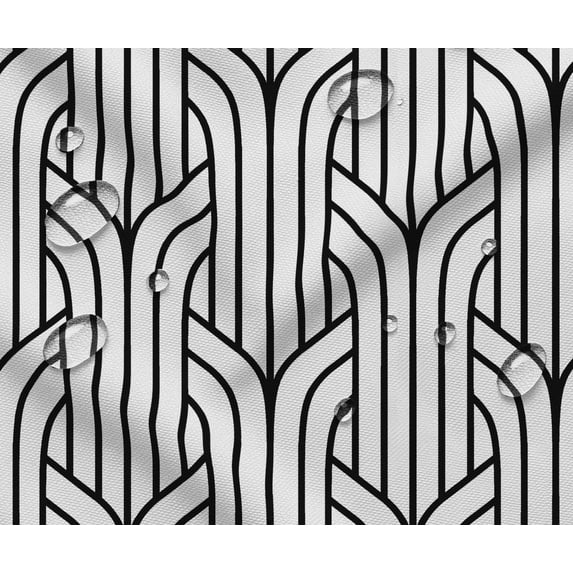 Outdoor Waterproof Taffeta Fabric By 10 Yard - Soimoi Geometric Print Black | UV Resistant | Ideal for Cushion Covers, Raincoats, Shower Curtains & More | 56" Width