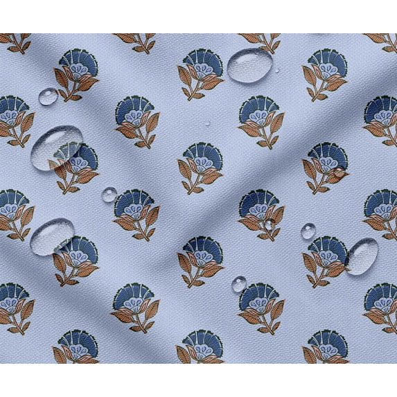 Outdoor Waterproof Taffeta Fabric By 5 Yard - Soimoi Block Pattern Blue | UV Resistant | Ideal for Cushion Covers, Raincoats, Shower Curtains & More | 56" Width