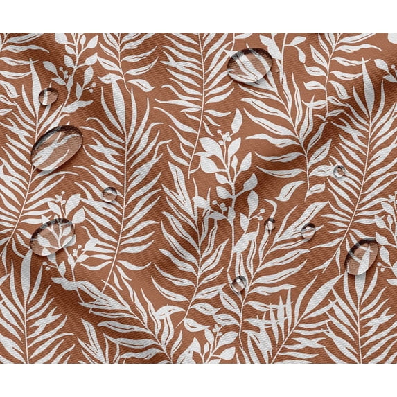 Outdoor Waterproof Taffeta Fabric - Soimoi Leaves Print Brown | UV Resistant | Ideal for Cushion Covers, Raincoats, Shower Curtains & More | 56" Width