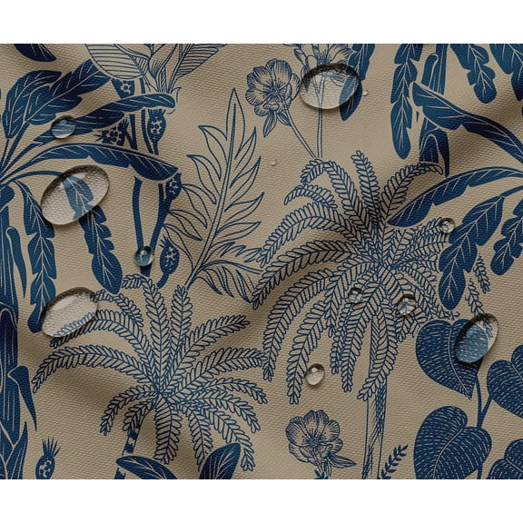 Outdoor Waterproof Taffeta Fabric By The Yard - Soimoi Leaves Pattern Beige | UV Resistant | Ideal for Cushion Covers, Raincoats, Shower Curtains & More | 56" Width