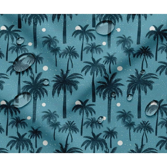 Outdoor Waterproof Taffeta Fabric By The Yard - Soimoi Tropical Design Blue | UV Resistant | Ideal for Cushion Covers, Raincoats, Shower Curtains & More | 56" Width