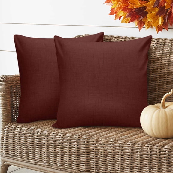 Outdoor Waterproof Throw Pillow Cover 16"x16" Pack of 2 Burgundy Red Decorative Pillowcases,Square Cushion Case for Couch Patio Tent Garden,Dark Maroon