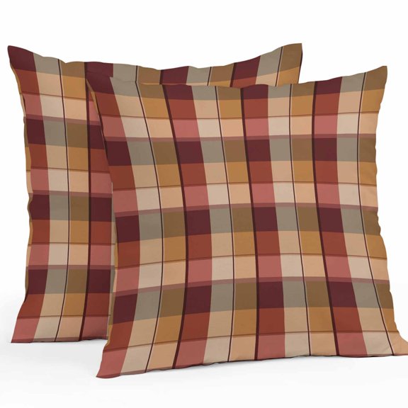 Outdoor Waterproof Throw Pillow Cover 16"x16" Pack of 2 Modern Rustic Buffalo Plaid Decorative Pillowcases,Square Cushion Case for Couch Patio Tent Garden,Abstract Gradient Checker