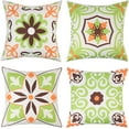 thumbnail image 1 of Outdoor Waterproof Throw Pillow Covers Boho Pillow Covers 18x18 Decorative Green Garden Cushion Sham for Patio Furniture Tent Couch Park Set of 4,Light Green, 1 of 6