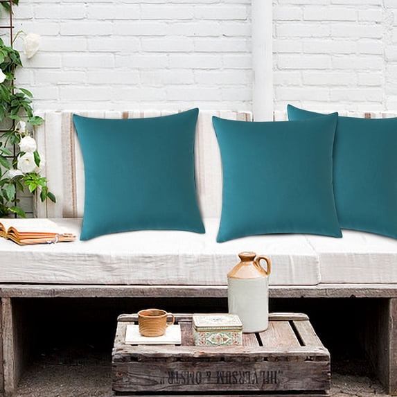 Outdoor Waterproof Throw Pillow Covers Decorative Farmhouse Garden Pillowcase Solid Color Cushion Cases for Patio Tent Sofa Couch 18x18 Inch