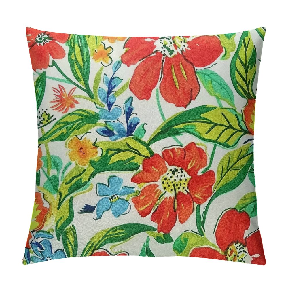 Outdoor Waterproof Throw Pillow Covers Floral Outdoor Decorative Square