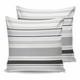 thumbnail image 1 of Outdoor Waterproof Throw Pillow Covers Set of 2 Beige Grey Stripes Decorative Pillowcases Square Outdoor Pillows Cushion Case 18x18 Inch Simple Geometric Striped Patio Pillows for Couch Sofa Bed, 1 of 9