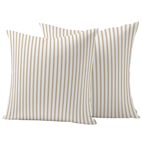 Outdoor Waterproof Throw Pillow Covers Set of 2 Beige Vertical Stripes Decorative Pillowcases Outdoor Pillows Cushion Case 18x18 Inch Parallel Lines Pinstripes Patio Pillows for Couch Sofa Bed