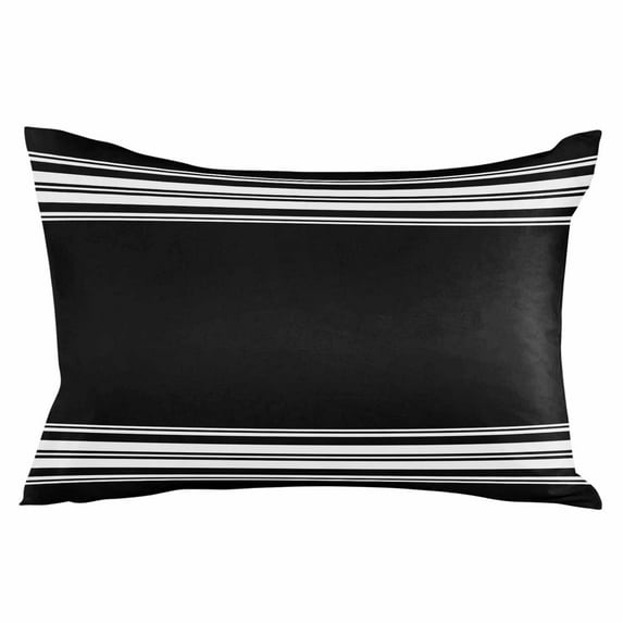 Outdoor Waterproof Throw Pillow Covers Set of 2 Black Striped Decorative Pillowcases Lumbar Outdoor Pillows Cushion Case 20x12 Inch Black White Stripes Patio Pillows for Couch Sofa Bed Garden