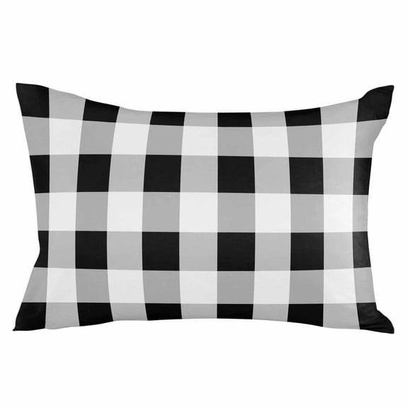 Outdoor Waterproof Throw Pillow Covers Set of 2 Black White Buffalo Plaid Pillowcases Lumbar Outdoor Pillows Cushion Case 20x12 Inch Classic Checked Patio Pillows for Couch Sofa Bed Garden