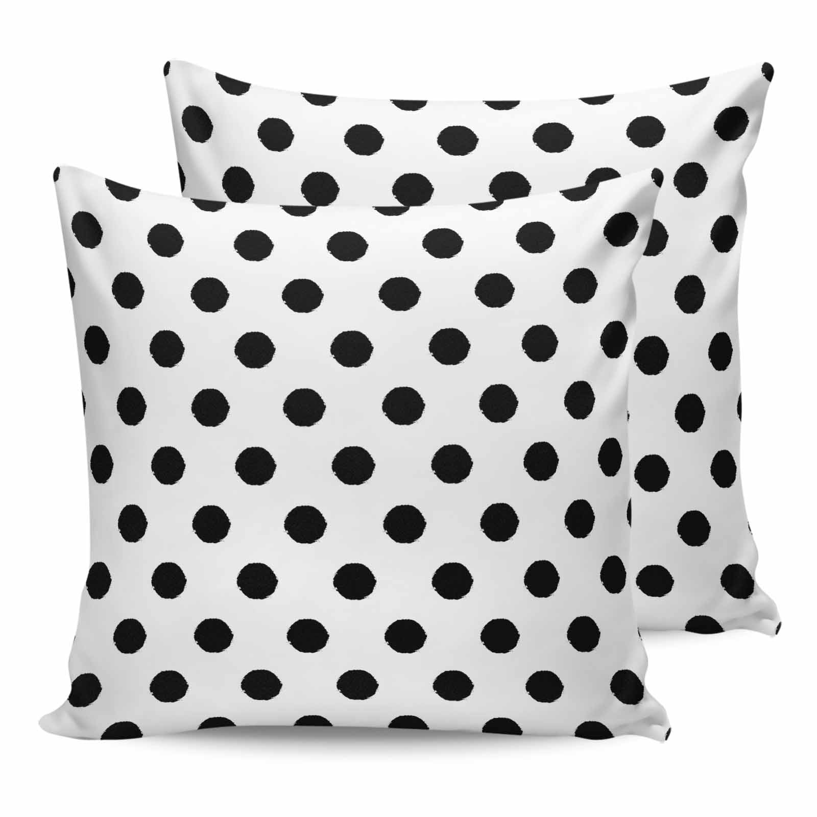 Outdoor Waterproof Throw Pillow Covers Set of 2 Black White Polka Dots Decorative Pillowcases Square Outdoor Pillows Cushion Case 16x16 Inch Cute Solid Color Patio Pillows for Couch Sofa Bed Garden