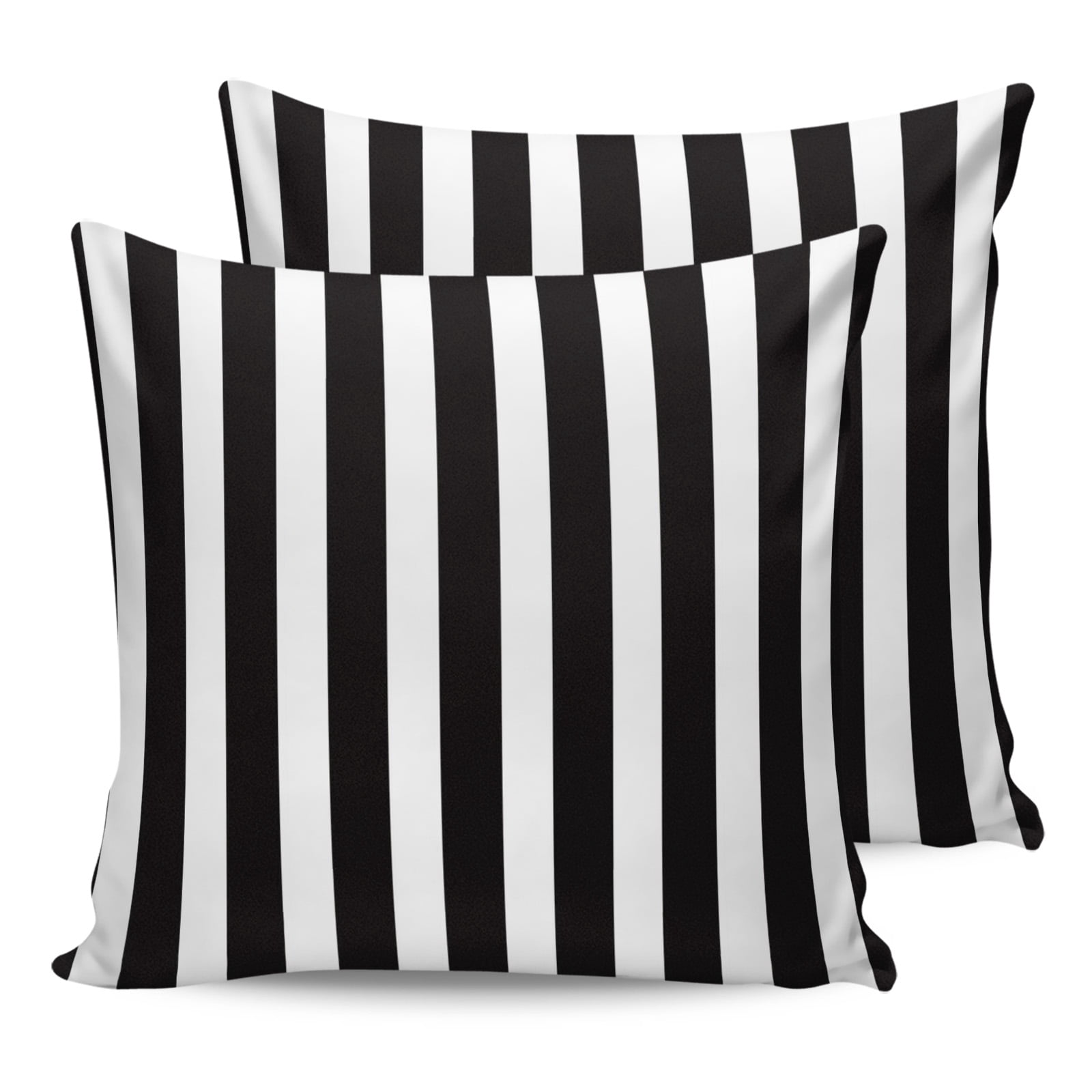 Outdoor Waterproof Throw Pillow Covers Set of 2 Black White Stripes Decorative Pillowcases Outdoor Pillows Cushion Case 16x16 Inch Classic Vertical Striped Patio Pillows for Couch Sofa Bed Garden