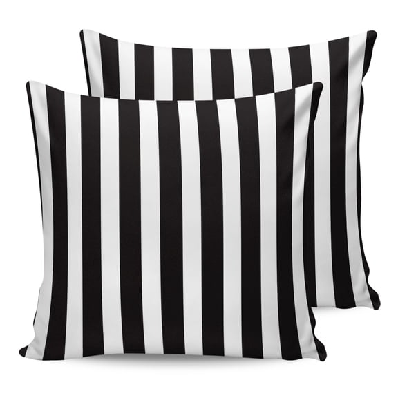 Outdoor Waterproof Throw Pillow Covers Set of 2 Black White Stripes Decorative Pillowcases Outdoor Pillows Cushion Case 16x16 Inch Classic Vertical Striped Patio Pillows for Couch Sofa Bed Garden