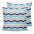 thumbnail image 1 of Outdoor Waterproof Throw Pillow Covers Set of 2 Blue Grey Water Ripples Decorative Pillowcases Square Outdoor Pillows Cushion Case 16x16 Inch Striped Patio Pillows for Couch Sofa Bed Garden, 1 of 9
