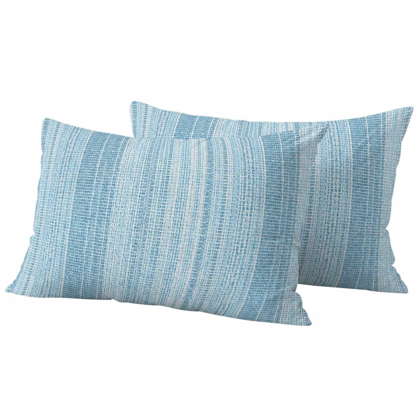 Outdoor Waterproof Throw Pillow Covers Set of 2 Blue Vertical Stripes Decorative Pillowcases Lumbar Outdoor Pillows Cushion Case 20x12 Inch Modern Abstract Lines Patio Pillows for Couch Sofa Bed