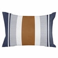 thumbnail image 1 of Outdoor Waterproof Throw Pillow Covers Set of 2 Brown Stripe Decorative Pillowcases Lumbar Outdoor Pillows Cushion Case 20x12 Inch Boho Style Blue Patio Pillows for Couch Sofa Bed Garden, 1 of 7