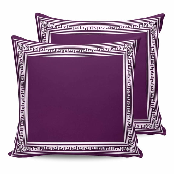 Outdoor Waterproof Throw Pillow Covers Set of 2 Dark Purple Key Design Decorative Pillowcases Square Outdoor Pillows Cushion Case 16x16 Inch Geometric Back Print Patio Pillows for Couch Sofa Bed