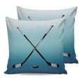 thumbnail image 1 of Outdoor Waterproof Throw Pillow Covers Set of 2 Hockey Player Decorative Pillowcases Square Outdoor Pillows Cushion Case 16x16 Inch Sports Ground Ombre Blue Patio Pillows for Couch Sofa Bed Garden, 1 of 9