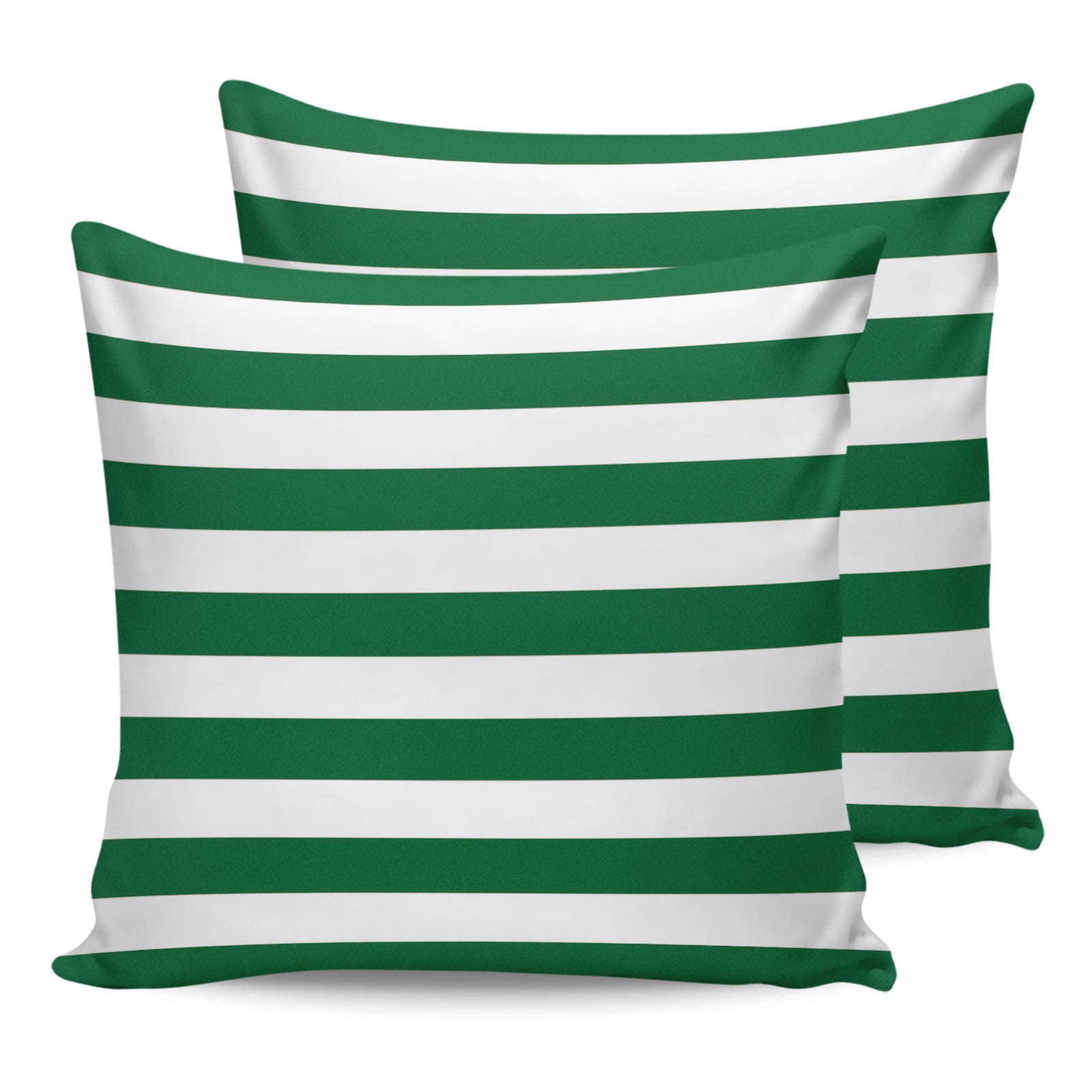 Outdoor Waterproof Throw Pillow Covers Set of 2 Merry Christmas Decorative Pillowcases Square Outdoor Pillows Cushion Case 18x18 Inch Green And White Stripes Patio Pillows for Couch Sofa Bed Garden