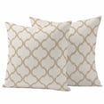 thumbnail image 1 of Outdoor Waterproof Throw Pillow Covers Set of 2 Moroccan Texture Decorative Pillowcases Square Outdoor Pillows Cushion Case 18x18 Inch Vintage Beige Linen Patio Pillows for Couch Sofa Bed Garden, 1 of 9