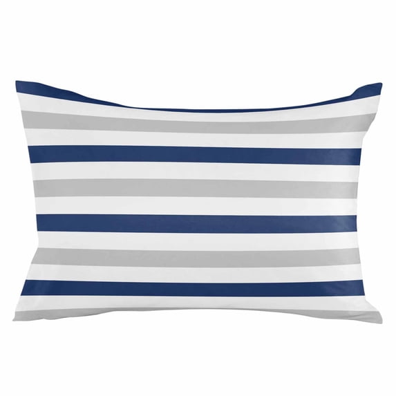 Outdoor Waterproof Throw Pillow Covers Set of 2 Navy Blue Stripes Decorative Pillowcases Lumbar Outdoor Pillows Cushion Case 20x12 Inch Grey Classic Striped Patio Pillows for Couch Sofa Bed Garden
