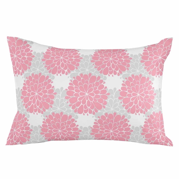 Outdoor Waterproof Throw Pillow Covers Set of 2 Pink Dahlia Flowers Decorative Pillowcases Lumbar Outdoor Pillows Cushion Case 20x12 Inch Grey Floral Patio Pillows for Couch Sofa Bed Garden