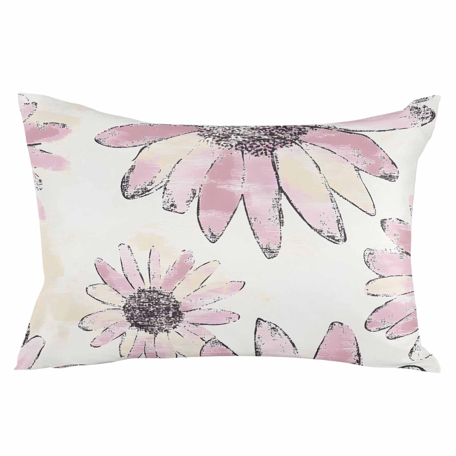 Outdoor Waterproof Throw Pillow Covers Set of 2 Pink Sunflower Decorative Pillowcases Lumbar Outdoor Pillows Cushion Case 20x12 Inch Flower Field Patio Pillows for Couch Sofa Bed Garden