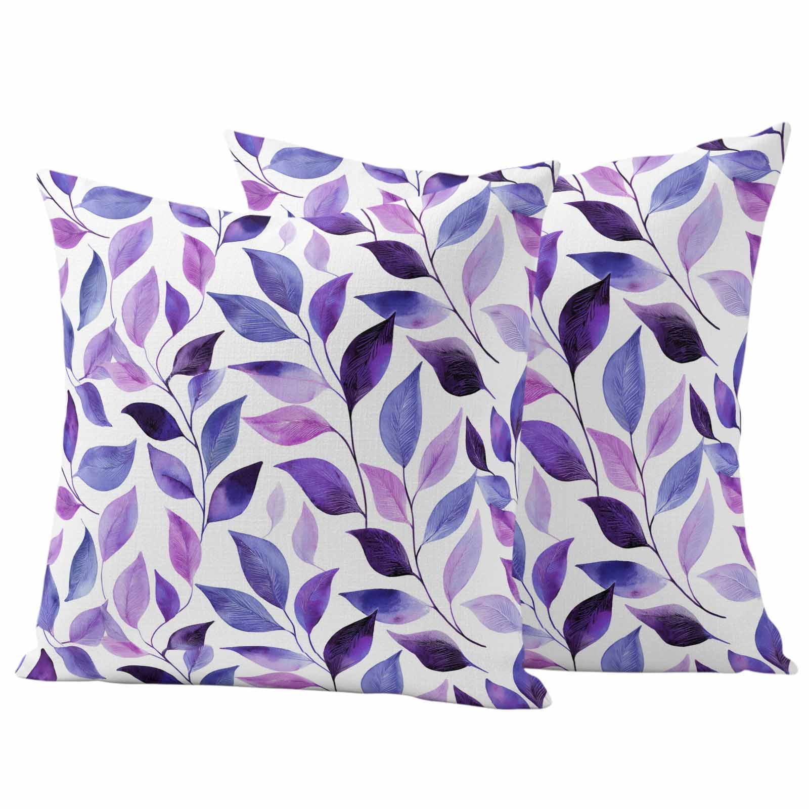 Outdoor Waterproof Throw Pillow Covers Set of 2 Purple Leaves Decorative Pillowcases Square Outdoor Pillows Cushion Case 16x16 Inch Spring Leaf Plants Patio Pillows for Couch Sofa Bed Garden