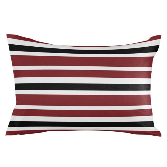 Outdoor Waterproof Throw Pillow Covers Set of 2 Red, Black and White Stripes Pillowcases Lumbar Outdoor Pillows Cushion Case 20x12 Inch Striped Pattern Patio Pillows for Couch Sofa Bed Garden