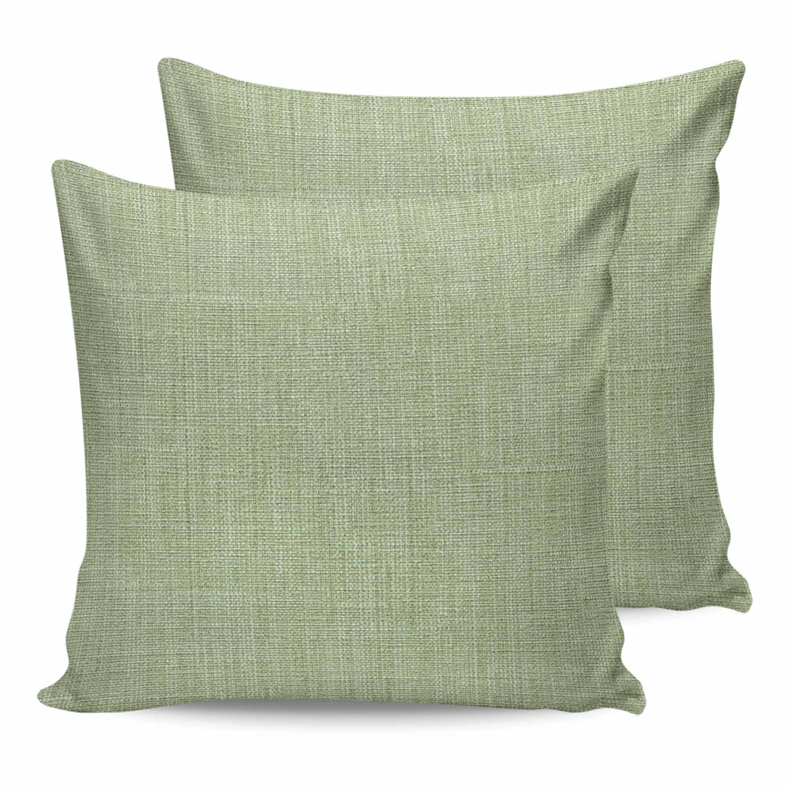 Outdoor Waterproof Throw Pillow Covers Set of 2 Sage Green Linen Texture Decorative Pillowcases Square Outdoor Pillows Cushion Case 16x16 Inch Farmhouse Solid Color Patio Pillows for Couch Sofa Bed