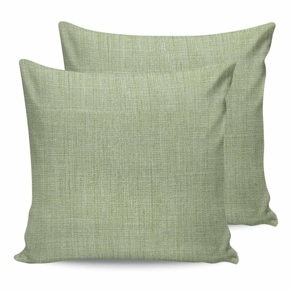 Outdoor Waterproof Throw Pillow Covers Set of 2 Sage Green Linen Texture Decorative Pillowcases Square Outdoor Pillows Cushion Case 16x16 Inch Farmhouse Solid Color Patio Pillows for Couch Sofa Bed