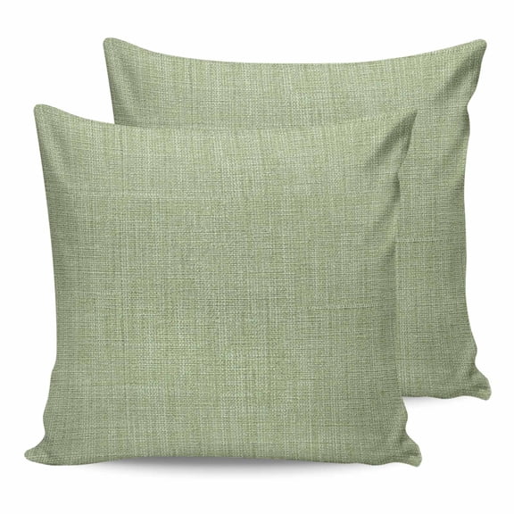 Outdoor Waterproof Throw Pillow Covers Set of 2 Sage Green Linen Texture Decorative Pillowcases Square Outdoor Pillows Cushion Case 16x16 Inch Farmhouse Solid Color Patio Pillows for Couch Sofa Bed