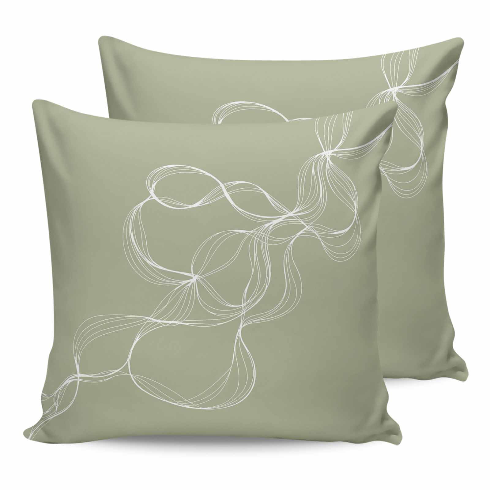 Outdoor Waterproof Throw Pillow Covers Set of 2 Sage Green Twisted Lines Decorative Pillowcases Square Outdoor Pillows Cushion Case 16x16 Inch Abstract Art Patio Pillows for Couch Sofa Bed Garden