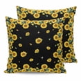 thumbnail image 1 of Outdoor Waterproof Throw Pillow Covers Set of 2 Sunflower Decorative Pillowcases Square Outdoor Pillows Cushion Case 18x18 Inch Bee Farmhouse Floral Black Patio Pillows for Couch Sofa Bed Garden, 1 of 9