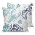thumbnail image 1 of Outdoor Waterproof Throw Pillow Covers Set of 2 Teal Lobster Decorative Pillowcases Square Outdoor Pillows Cushion Case 16x16 Inch Coral Starfish Shell Patio Pillows for Couch Sofa Bed Garden, 1 of 9
