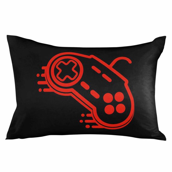 Outdoor Waterproof Throw Pillow Covers Set of 2 Video Games Controller Decorative Pillowcases Lumbar Outdoor Pillows Cushion Case 20x12 Inch Black Red Gaming Console Patio Pillows for Couch Sofa Bed