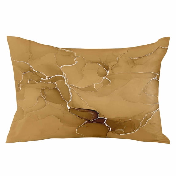 Outdoor Waterproof Throw Pillow Covers Set of 2 Yellow Marble Decorative Pillowcases Lumbar Outdoor Pillows Cushion Case 20x12 Inch Abstract Art Lines Patio Pillows for Couch Sofa Bed Garden