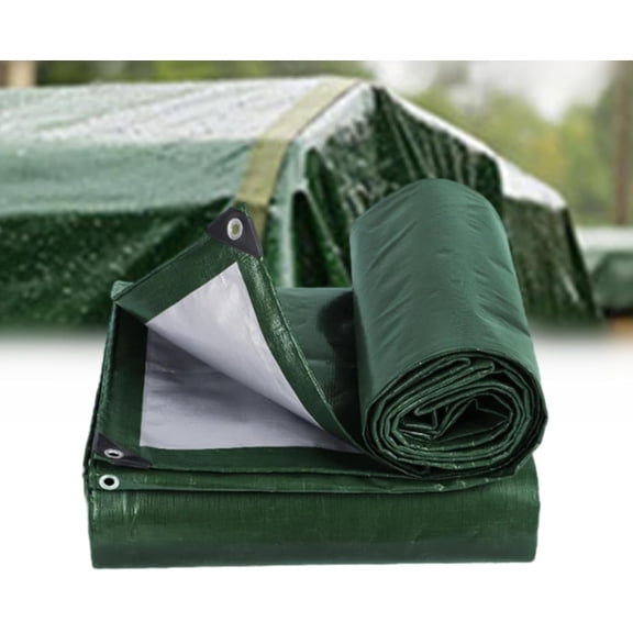 Outdoor Waterproof UV Protection Canvas Fabric, Multipurpose Poly Tarp Cover with Metal Grommets and Reinforced Edges, for Wood/Car/Roof/Boat/Camp/Canopy with Rope (157.48 * 157.48in)