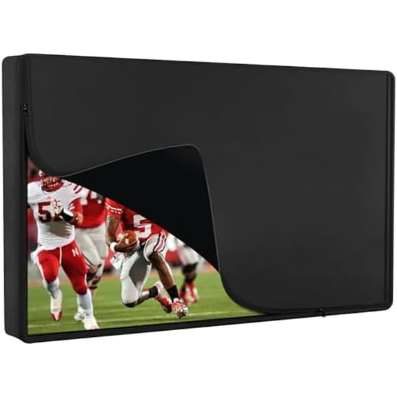 Outdoor Waterproof and Weatherproof TV Cover 70-75 Inch with Zipper, 75 Inch Outdoor Flat Panel TV Cover, Black Thick Fabric All Around Protector