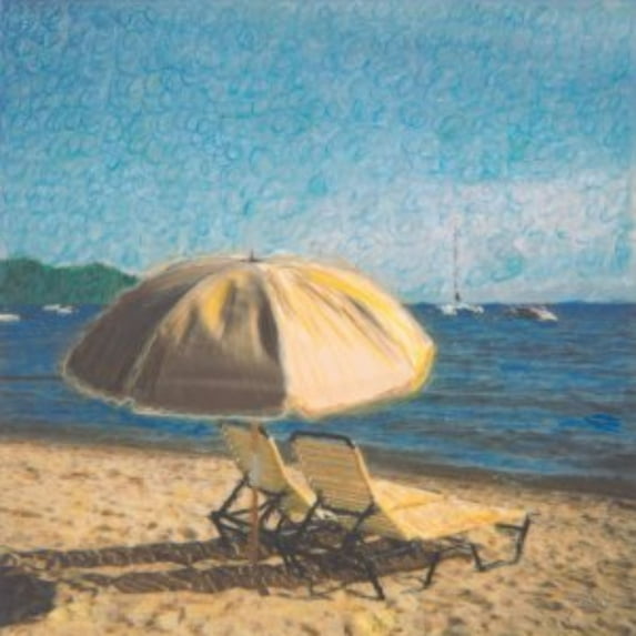 Outdoor Living and Style Brown and Blue Two Relaxing Respite Outdoor Canvas Square Wall Art Decor