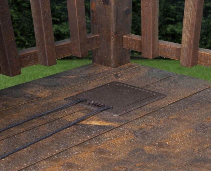 Outdoor Weatherproof Deck Outlet Box Kit, Power (Bronze) 15A GFI