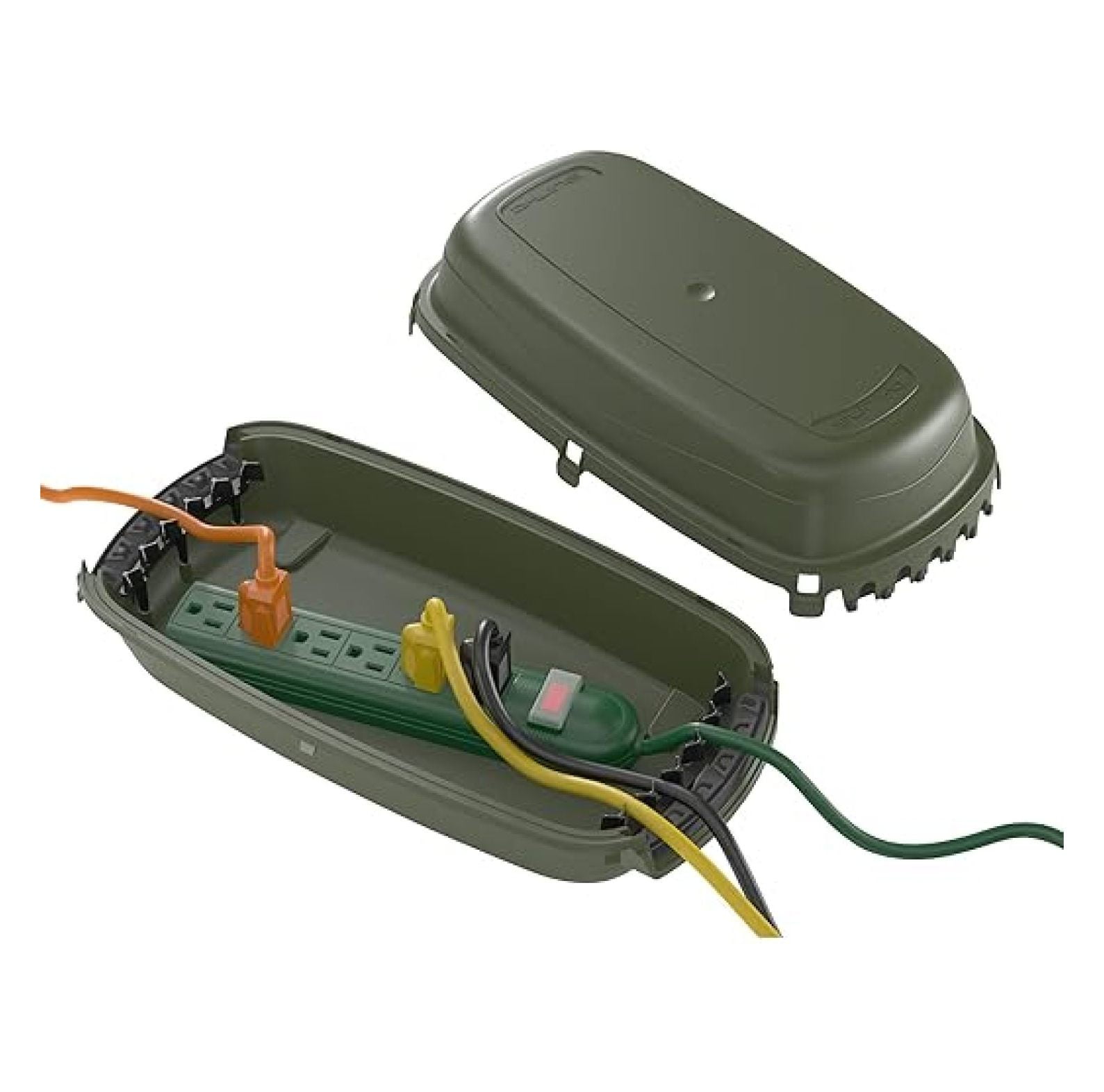 Outdoor Weatherproof Electrical Cable Box, IP54 Rated for Safe Outdoor Use, Power Strip Enclosure, Plug Protector, Garden Extension Cord Cover - 11.4in (L) x 4.92in (W) x 4.33in (H) - Green
