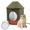 Outdoor Weatherproof Heated Cat Kitty House with Heated Pet Pad for