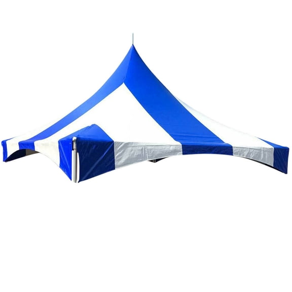 Outdoor Wedding Canopy High Peak Frame Party Tent Top Only, Striped Blue, 20 x 20