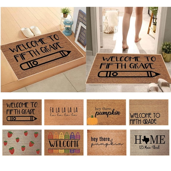 Outdoor Welcome Door Mat 16x24, Summer Coir Doormat for Front Porch or Classroom, Non Slip Indoor Outdoor Teacher Decor Rug for Entryway and Home