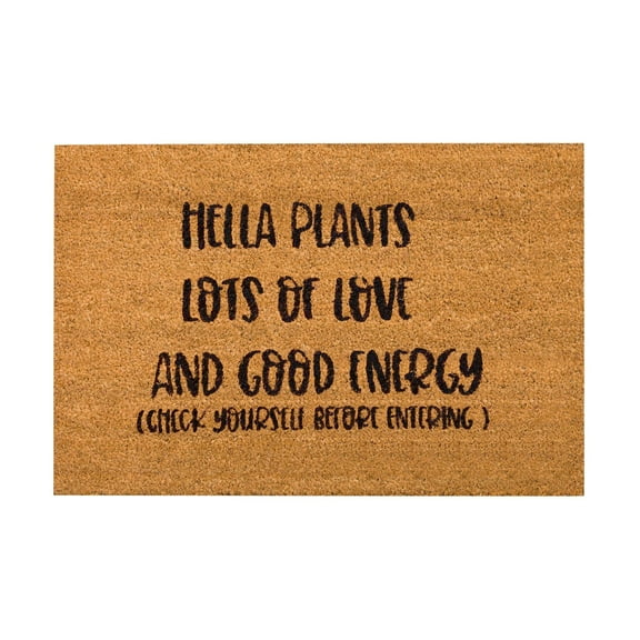 Outdoor Welcome Mat Fun Slogan Mat Hella Lots Of Love And Good Energy Outdoor Mats for Front Door 16x24IN Summer Door Mats Coir Door Mat Heavy Duty Front Welcome Mats for Home Entrance