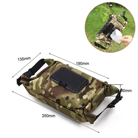 Outdoor Wet Tissue Box Canvas Paper Towel Wipes Dispenser Hanging Bag Portable Tissue Bag for Camping Hiking Picnic Backpack
