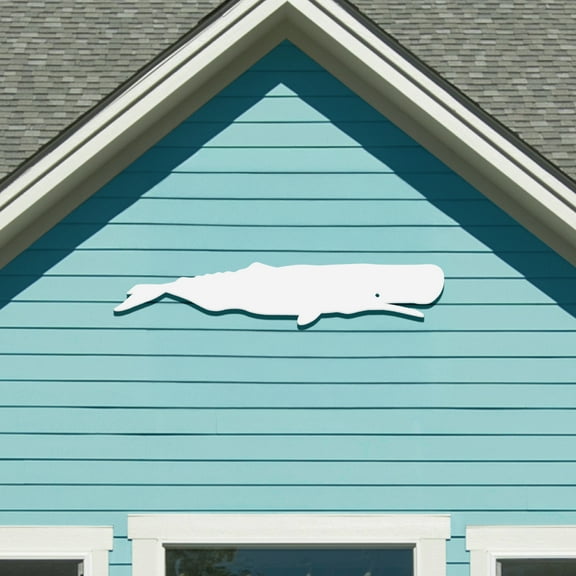 Outdoor Whale Wall Art – Nautical Beach House Decoration – PVC Whale Sign for Coastal Cottage, Shed, Patio – Weatherproof Ocean-Inspired Wall Hanging, 4 Foot