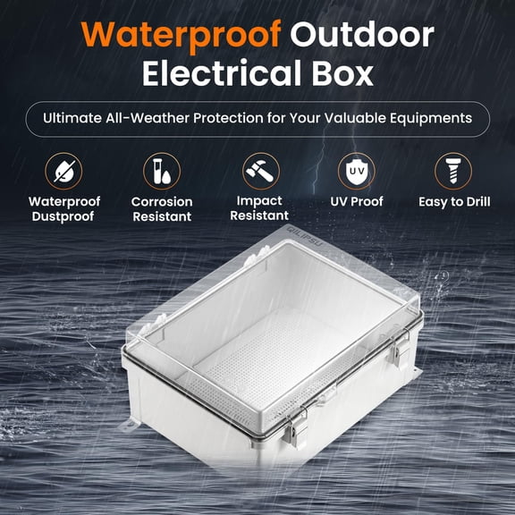 Outdoor WiFi Enclosure, 14.6"x10.6"x5.9" Waterproof Electrical Junction Box IP67 Clear ABS Plastic Weatherproof for Network Projects Router Control